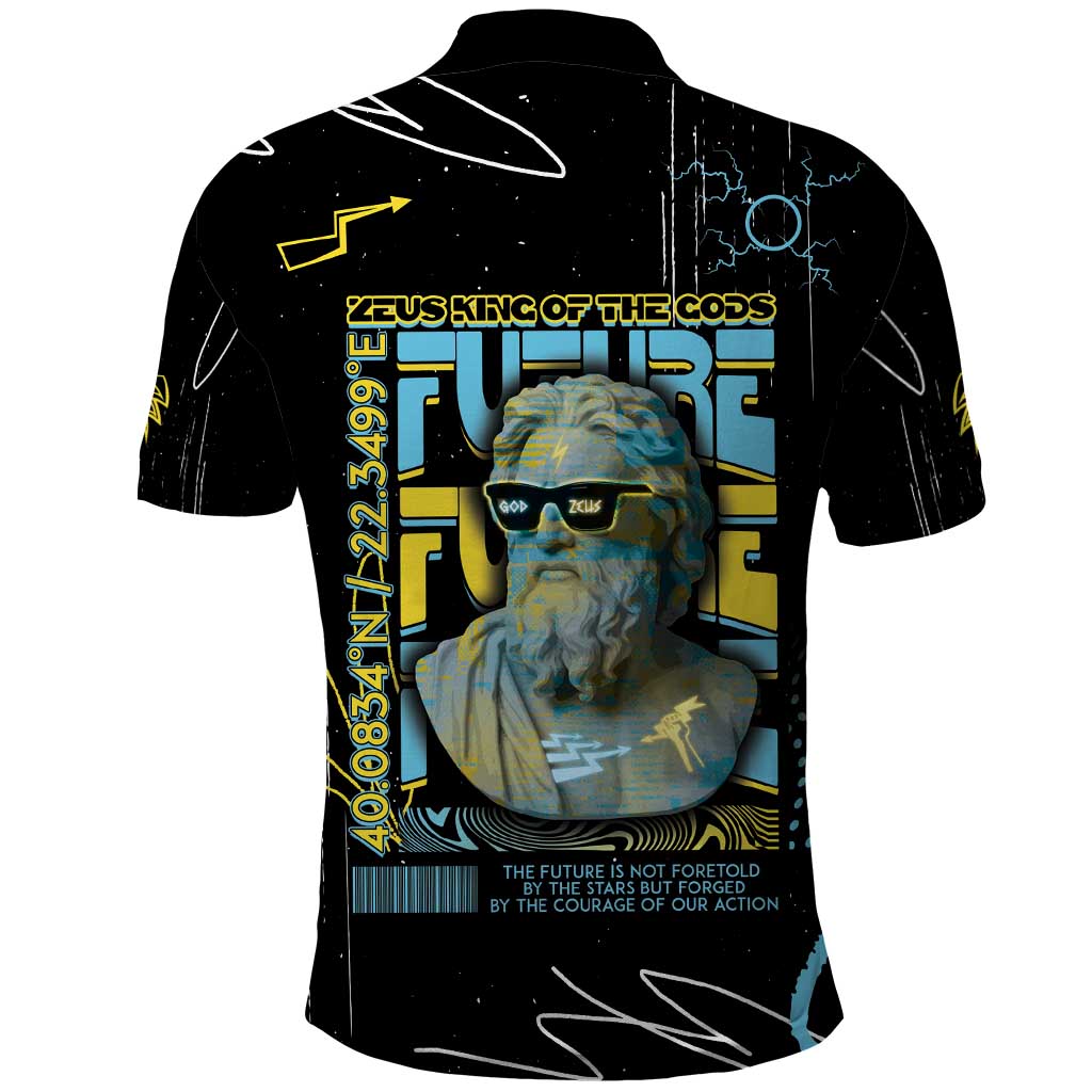 Ancient Greek Zeus Polo Shirt Futuristic Style - Wonder Print Shop