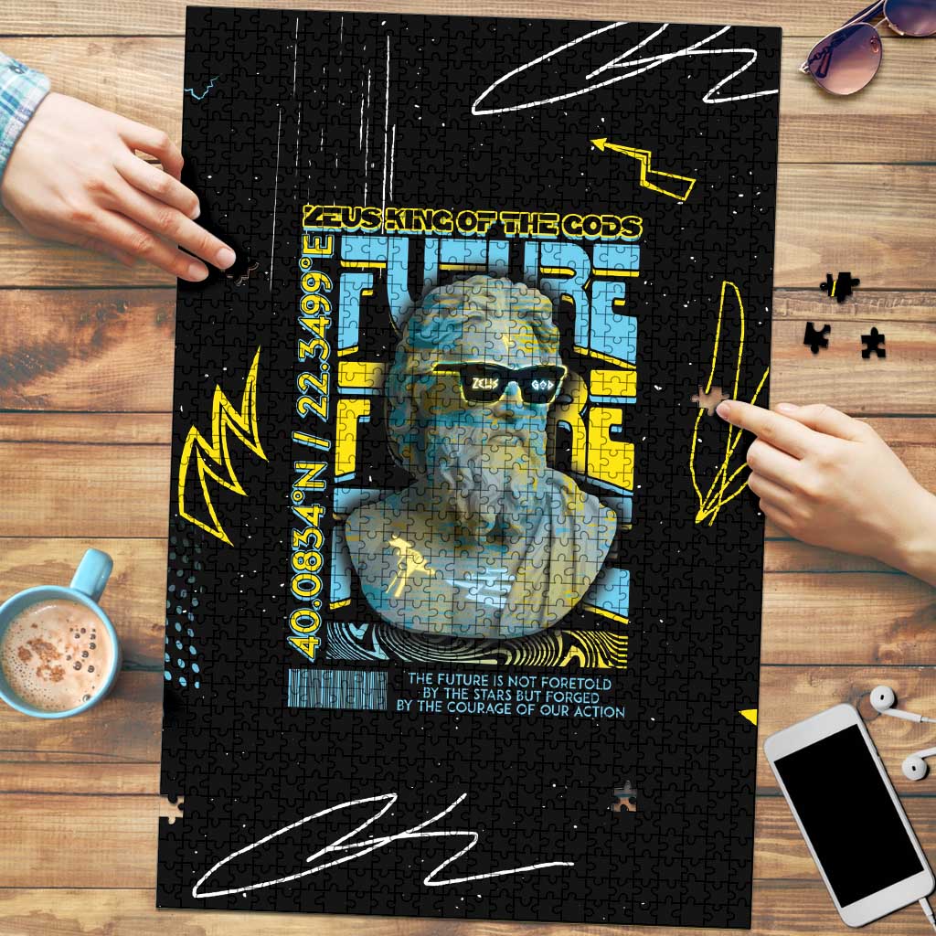 Ancient Greek Zeus Puzzle Futuristic Style - Wonder Print Shop