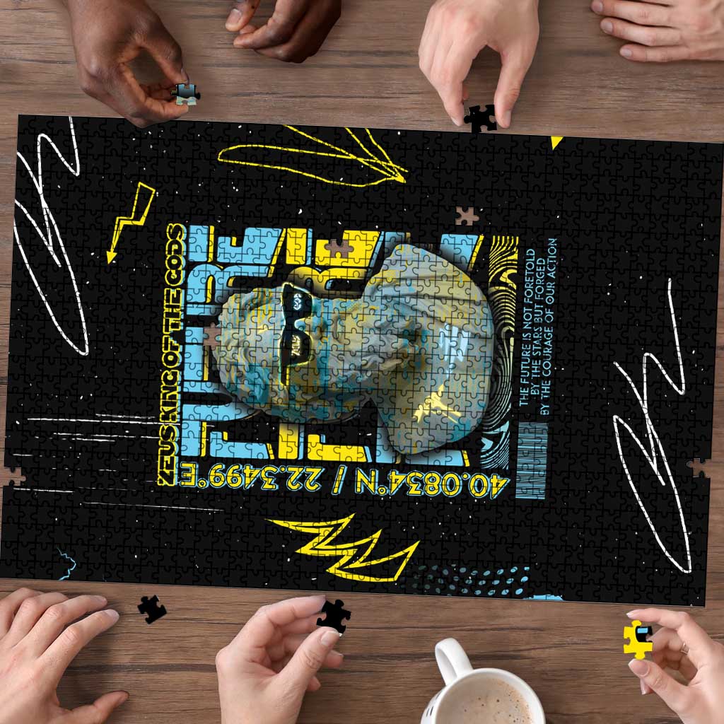 Ancient Greek Zeus Puzzle Futuristic Style - Wonder Print Shop