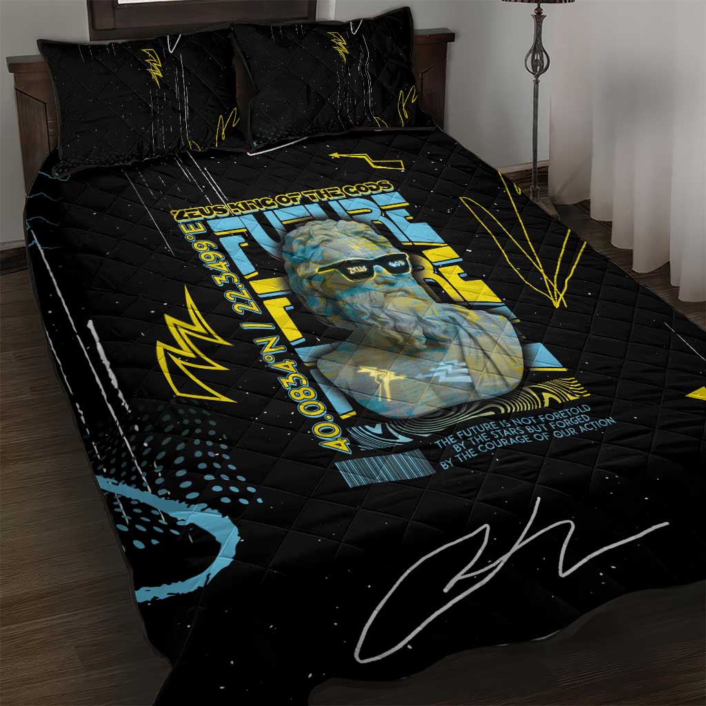Ancient Greek Zeus Quilt Bed Set Futuristic Style - Wonder Print Shop