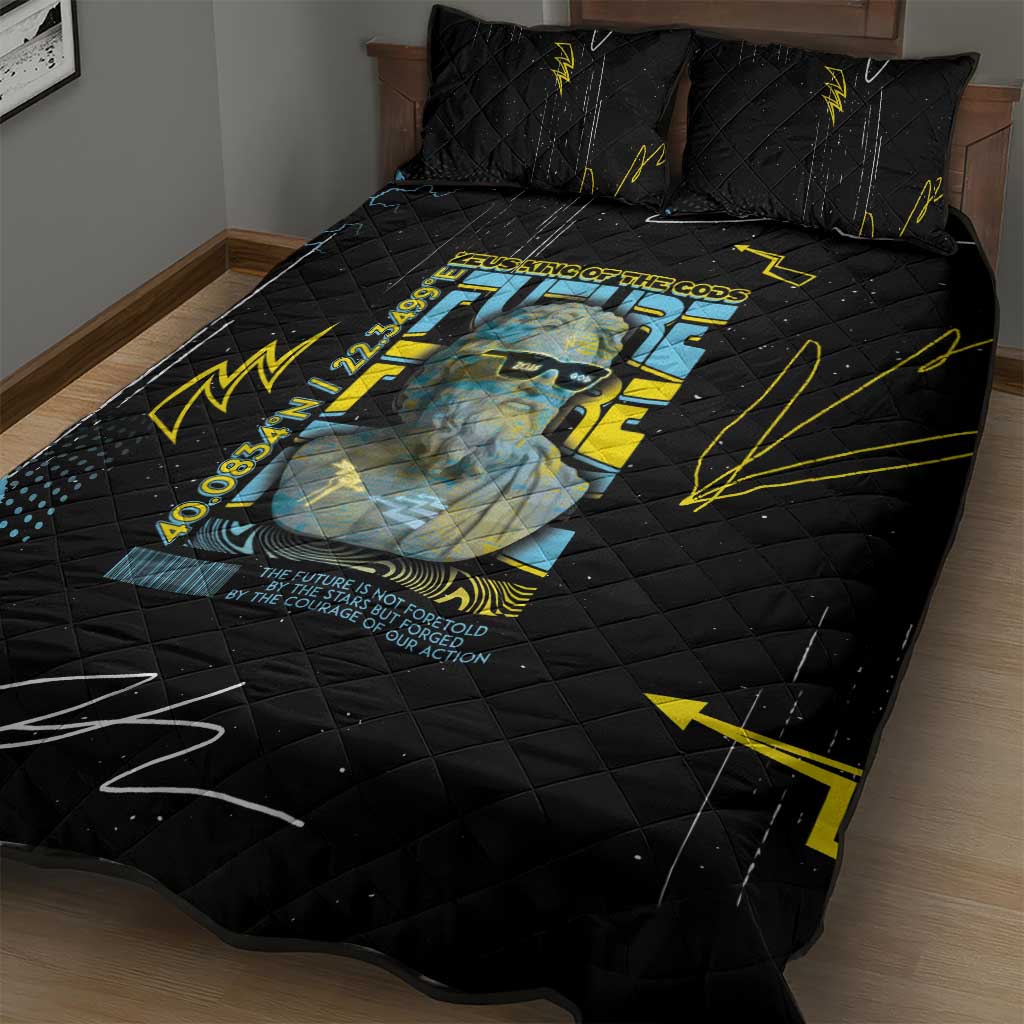 Ancient Greek Zeus Quilt Bed Set Futuristic Style - Wonder Print Shop