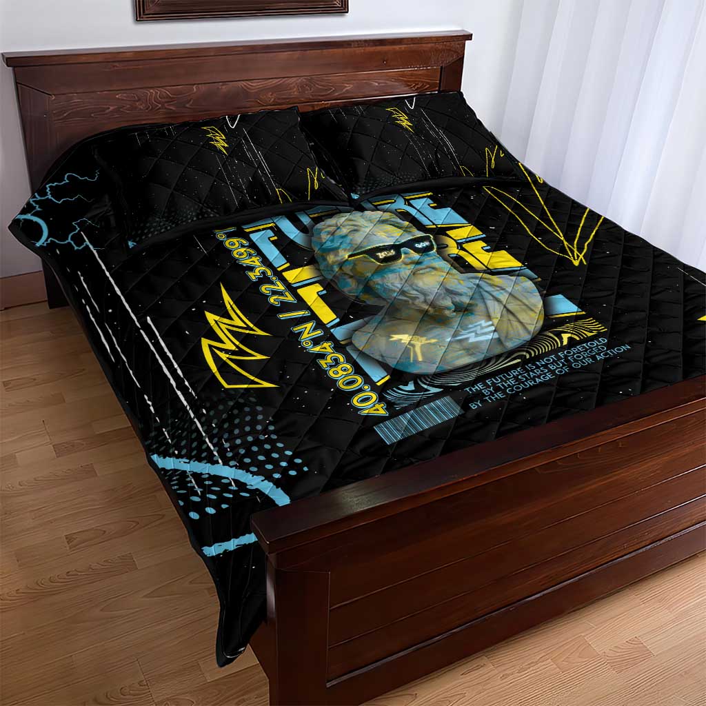 Ancient Greek Zeus Quilt Bed Set Futuristic Style - Wonder Print Shop