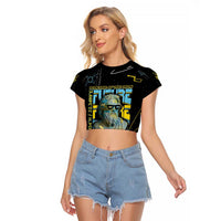 Ancient Greek Zeus Raglan Cropped T Shirt Futuristic Style - Wonder Print Shop