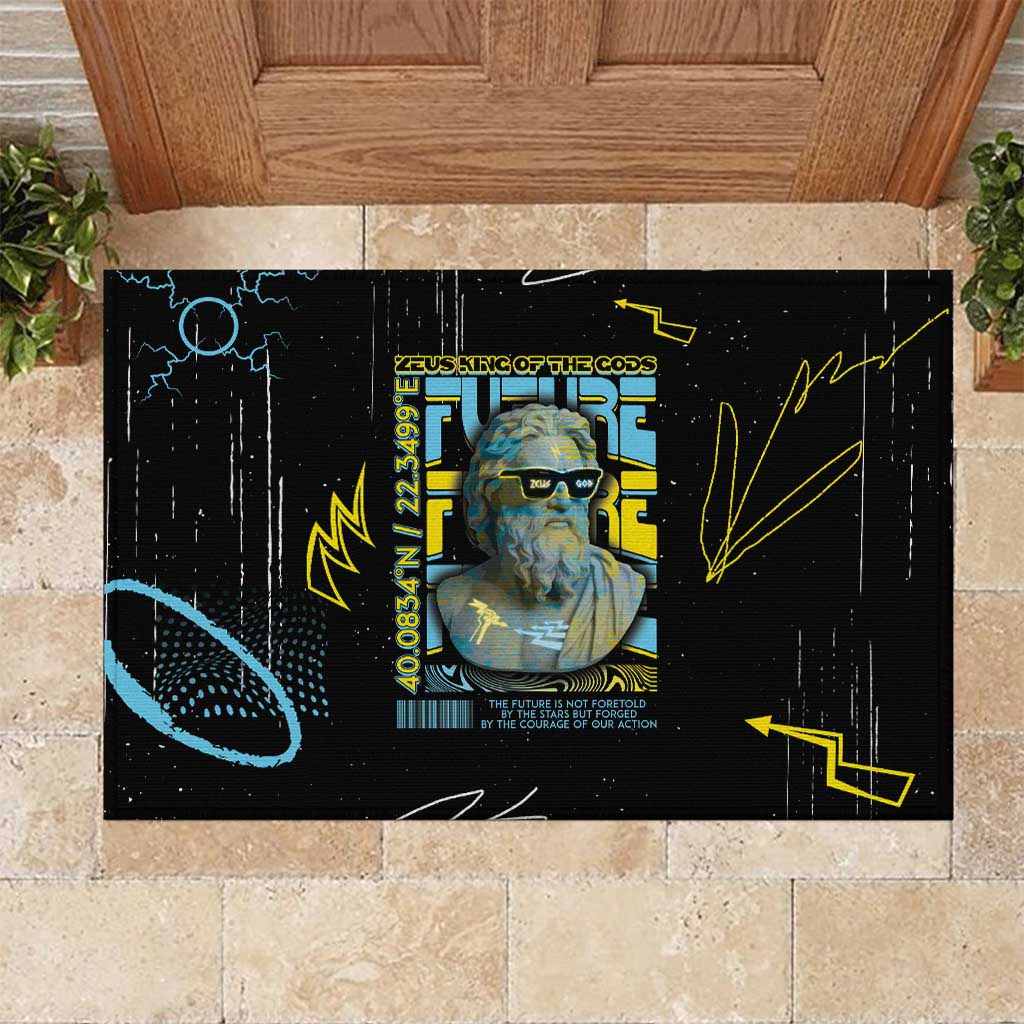 Ancient Greek Zeus Rubber Doormat Futuristic Style - Wonder Print Shop