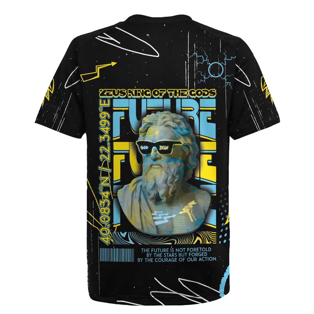 Ancient Greek Zeus Rugby Jersey Futuristic Style - Wonder Print Shop