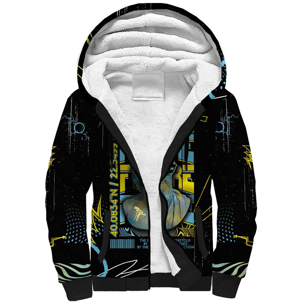 Ancient Greek Zeus Sherpa Hoodie Futuristic Style - Wonder Print Shop