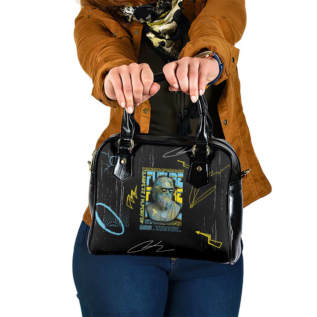 Ancient Greek Zeus Shoulder Handbag Futuristic Style - Wonder Print Shop