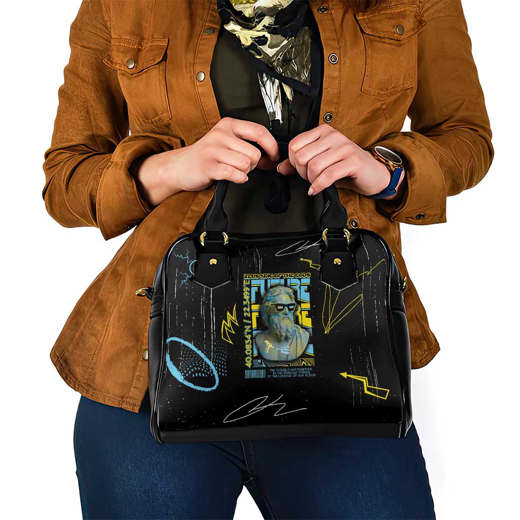 Ancient Greek Zeus Shoulder Handbag Futuristic Style - Wonder Print Shop