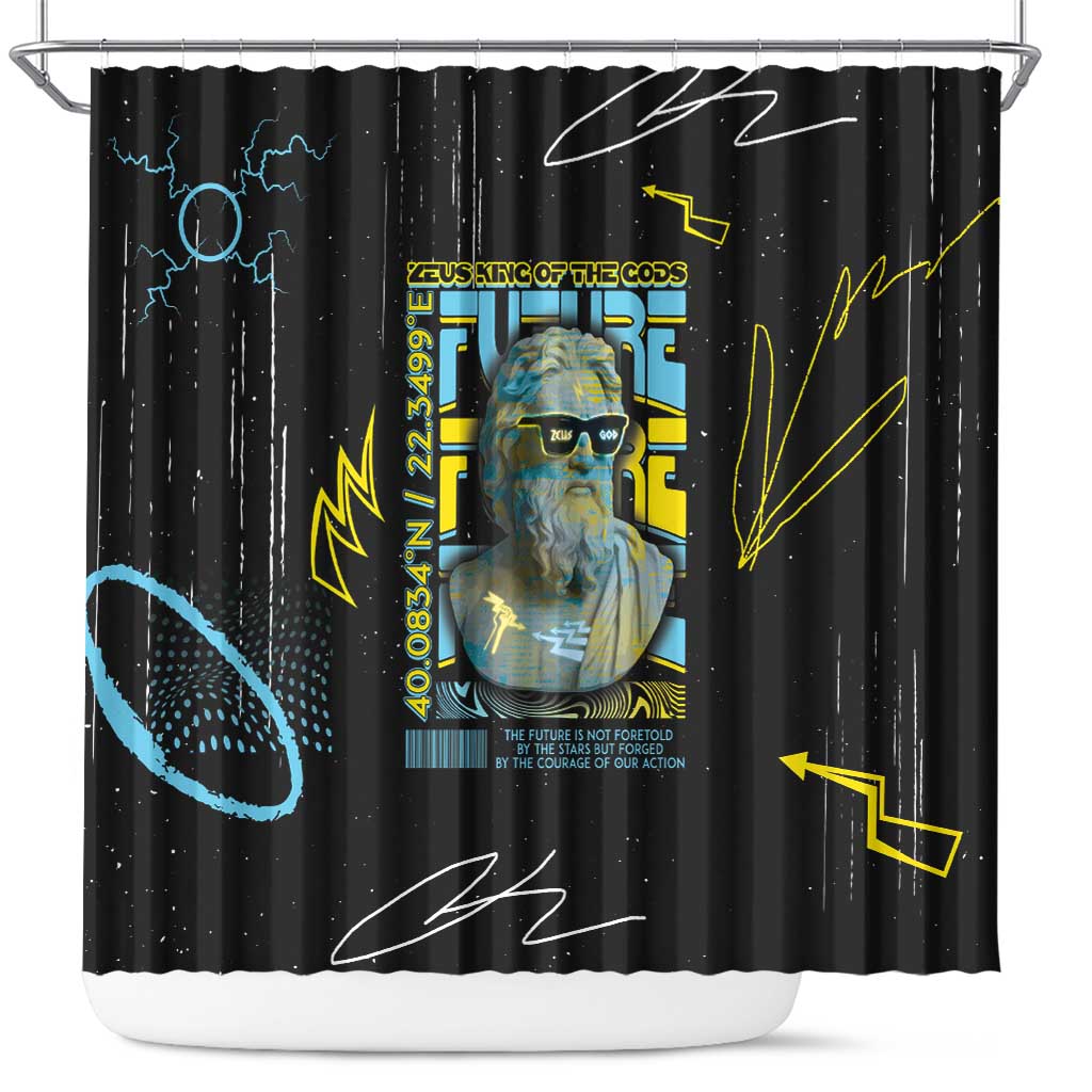 Ancient Greek Zeus Shower Curtain Futuristic Style - Wonder Print Shop