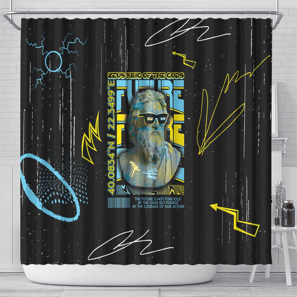 Ancient Greek Zeus Shower Curtain Futuristic Style - Wonder Print Shop