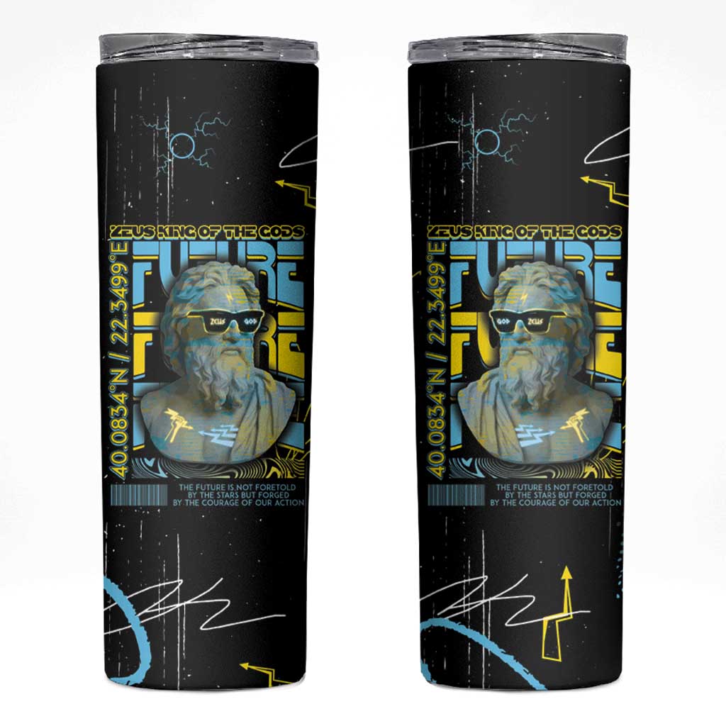 Ancient Greek Zeus Skinny Tumbler Futuristic Style - Wonder Print Shop