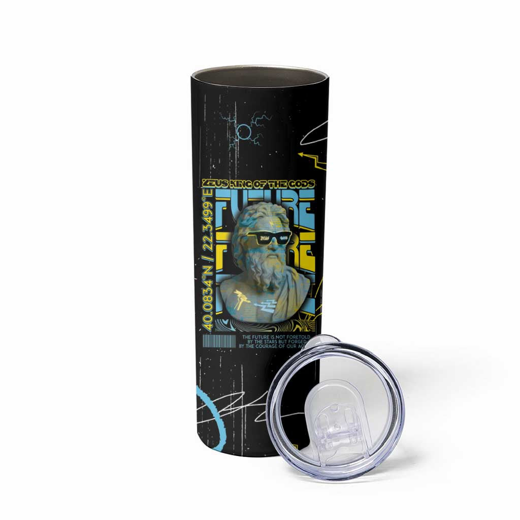 Ancient Greek Zeus Skinny Tumbler Futuristic Style - Wonder Print Shop