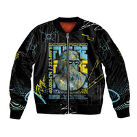 Ancient Greek Zeus Sleeve Zip Bomber Jacket Futuristic Style - Wonder Print Shop