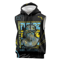Ancient Greek Zeus Sleeveless Hoodie Futuristic Style - Wonder Print Shop
