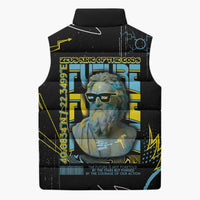 Ancient Greek Zeus Sleeveless Puffer Jacket Futuristic Style - Wonder Print Shop
