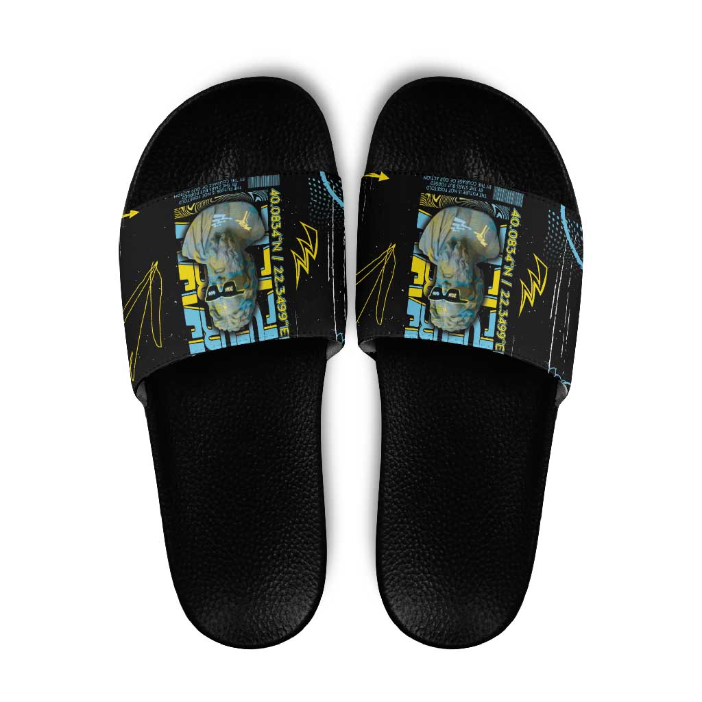 Ancient Greek Zeus Slide Sandals Futuristic Style - Wonder Print Shop