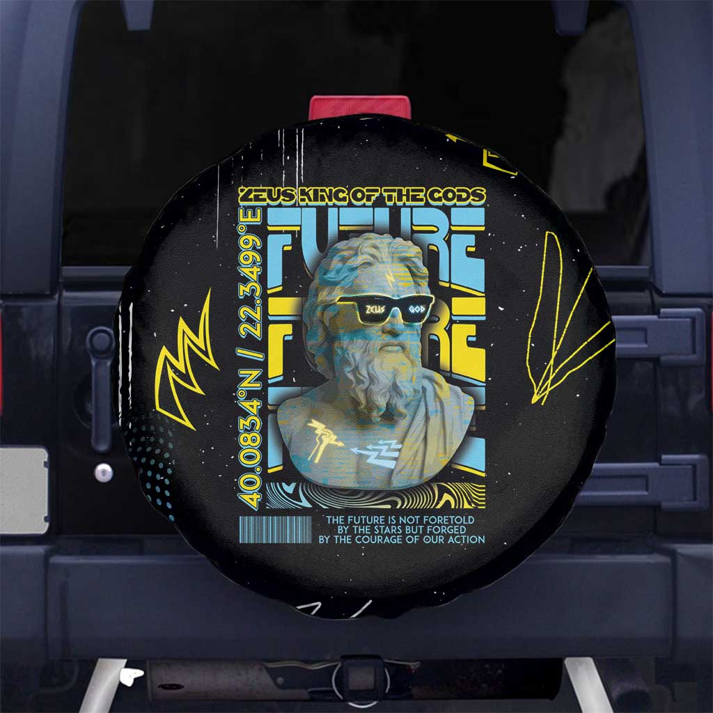 Ancient Greek Zeus Spare Tire Cover Futuristic Style - Wonder Print Shop