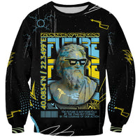 Ancient Greek Zeus Sweatshirt Futuristic Style - Wonder Print Shop