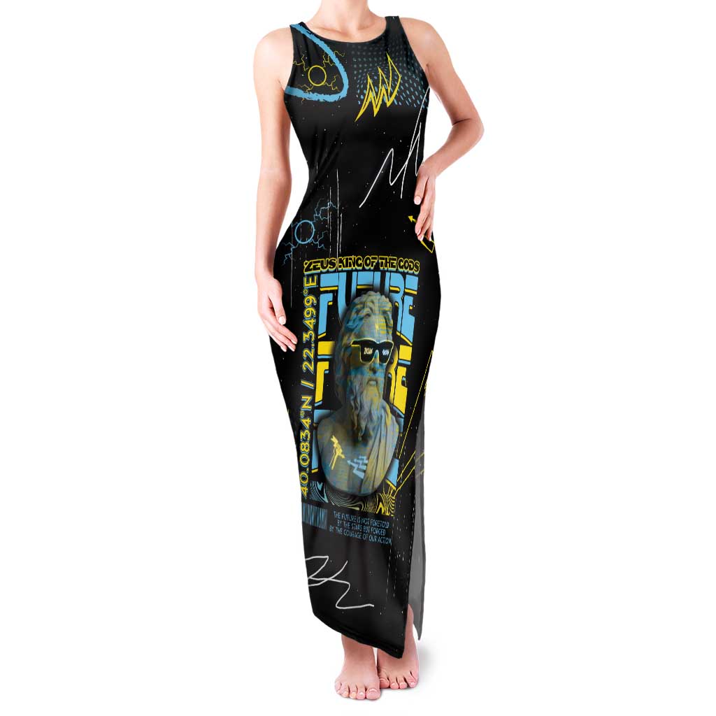 Ancient Greek Zeus Tank Maxi Dress Futuristic Style - Wonder Print Shop