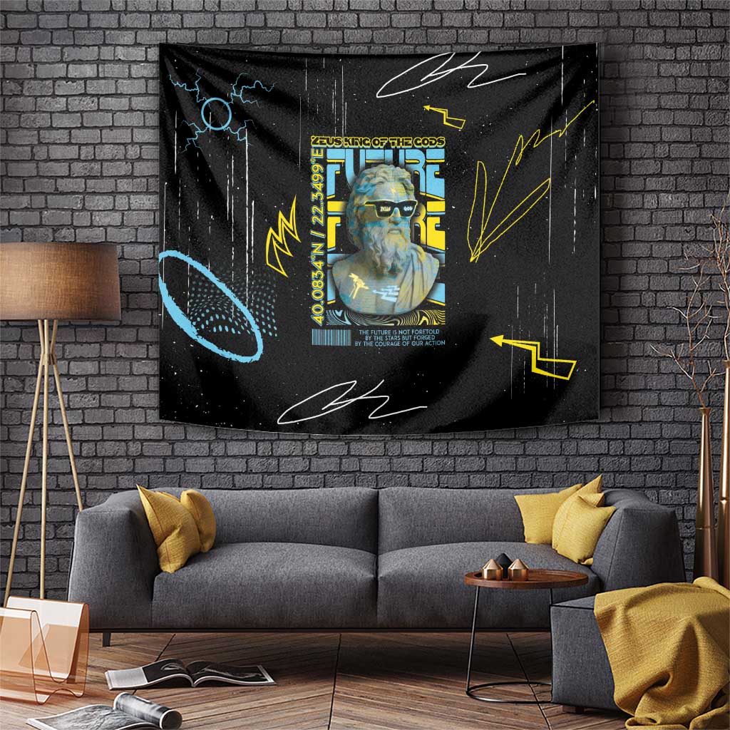 Ancient Greek Zeus Tapestry Futuristic Style - Wonder Print Shop