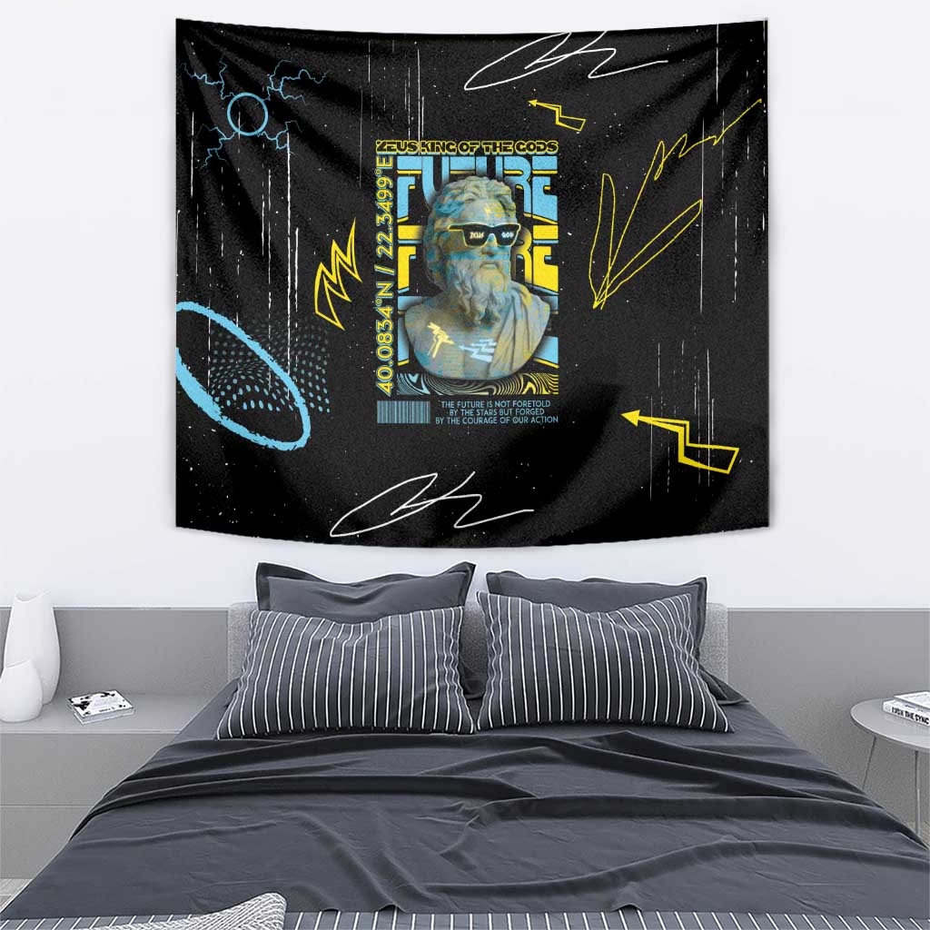 Ancient Greek Zeus Tapestry Futuristic Style - Wonder Print Shop