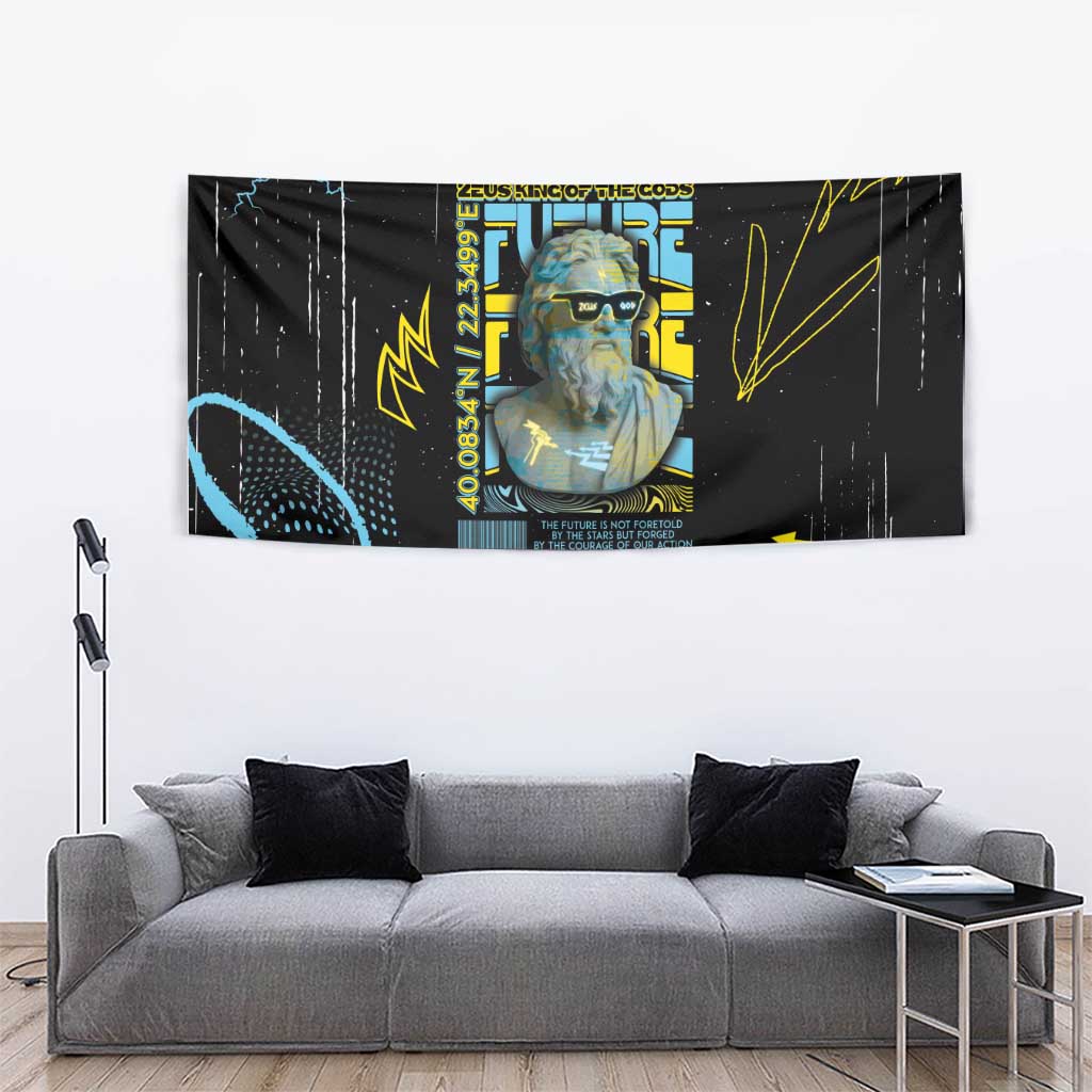 Ancient Greek Zeus Tapestry Futuristic Style - Wonder Print Shop