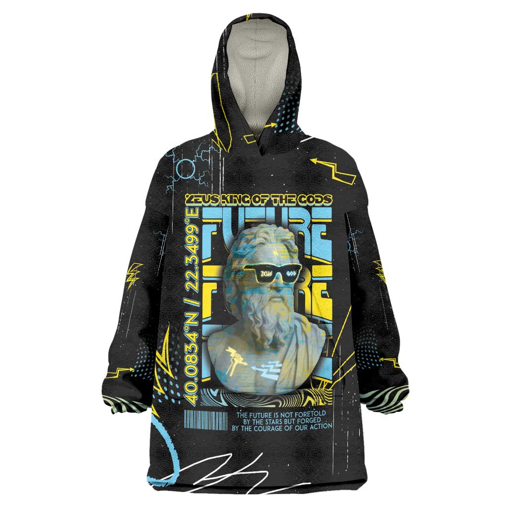 Ancient Greek Zeus Wearable Blanket Hoodie Futuristic Style - Wonder Print Shop