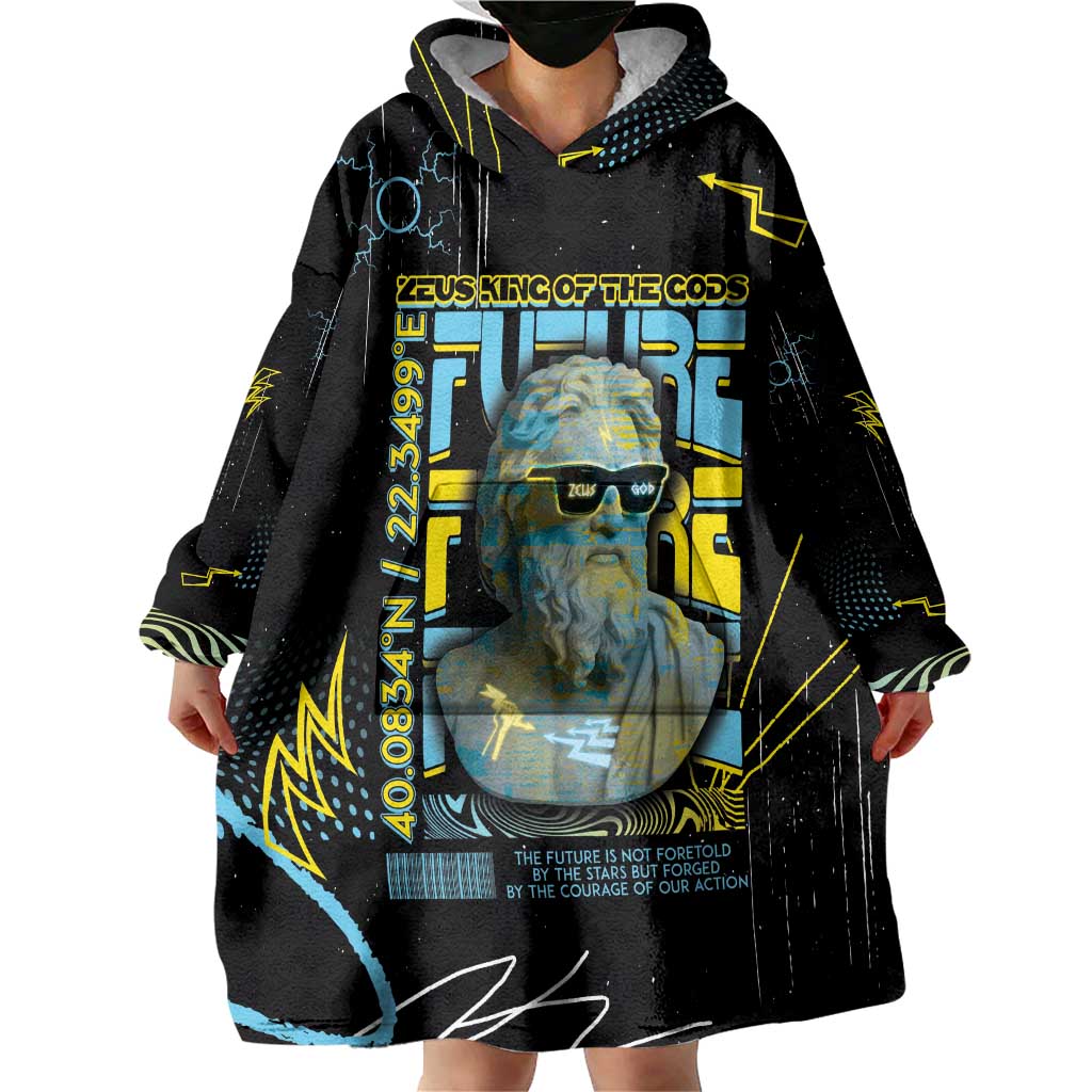 Ancient Greek Zeus Wearable Blanket Hoodie Futuristic Style - Wonder Print Shop