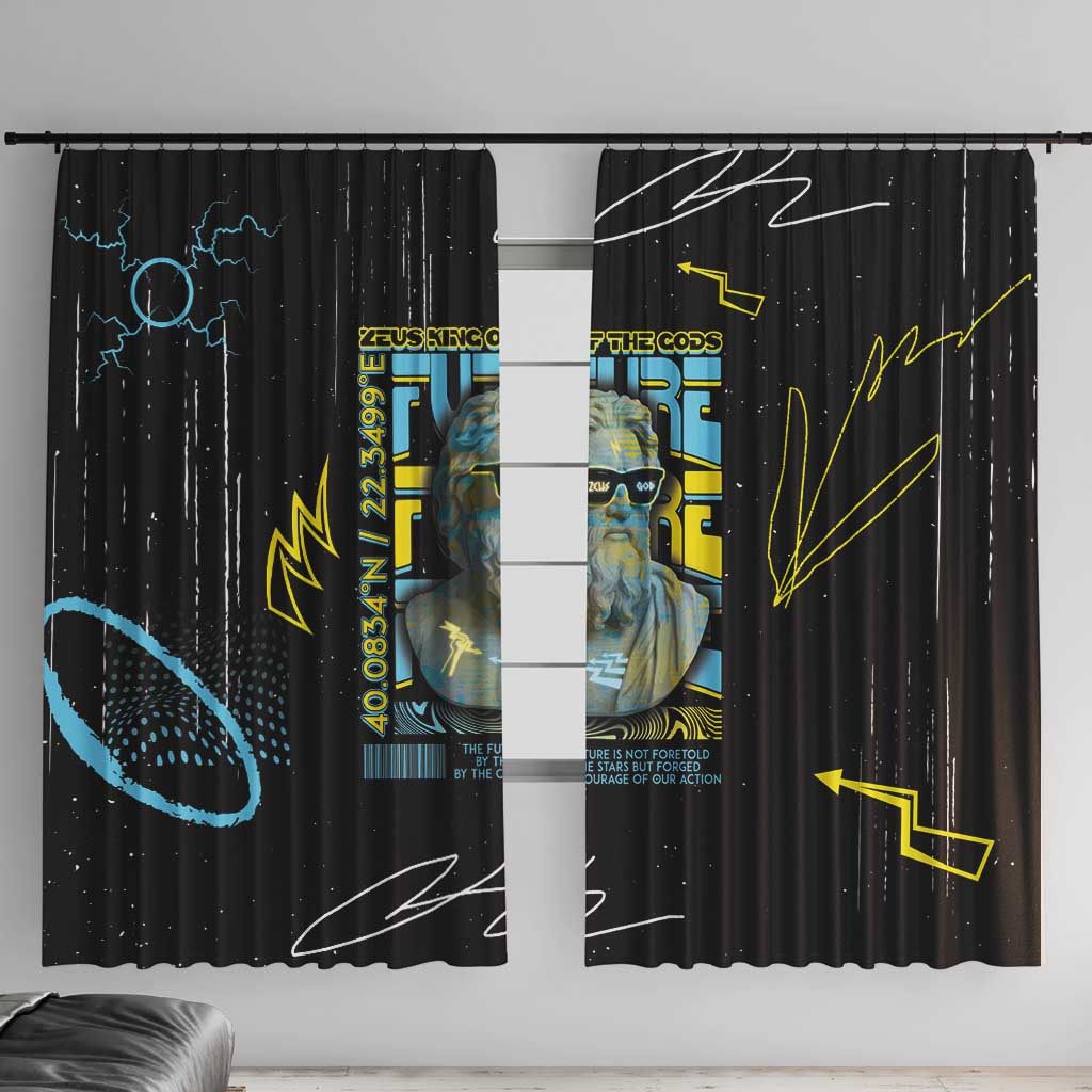 Ancient Greek Zeus Window Curtain Futuristic Style - Wonder Print Shop