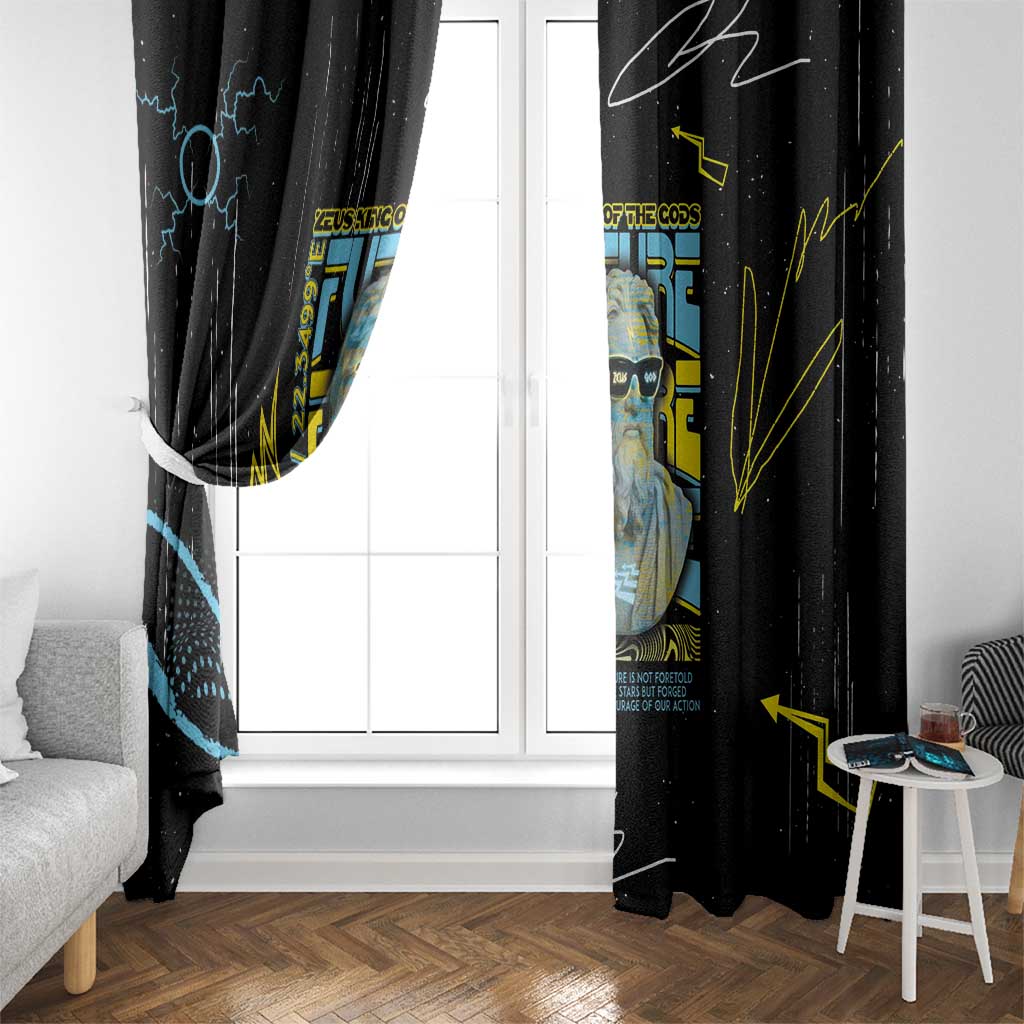 Ancient Greek Zeus Window Curtain Futuristic Style - Wonder Print Shop