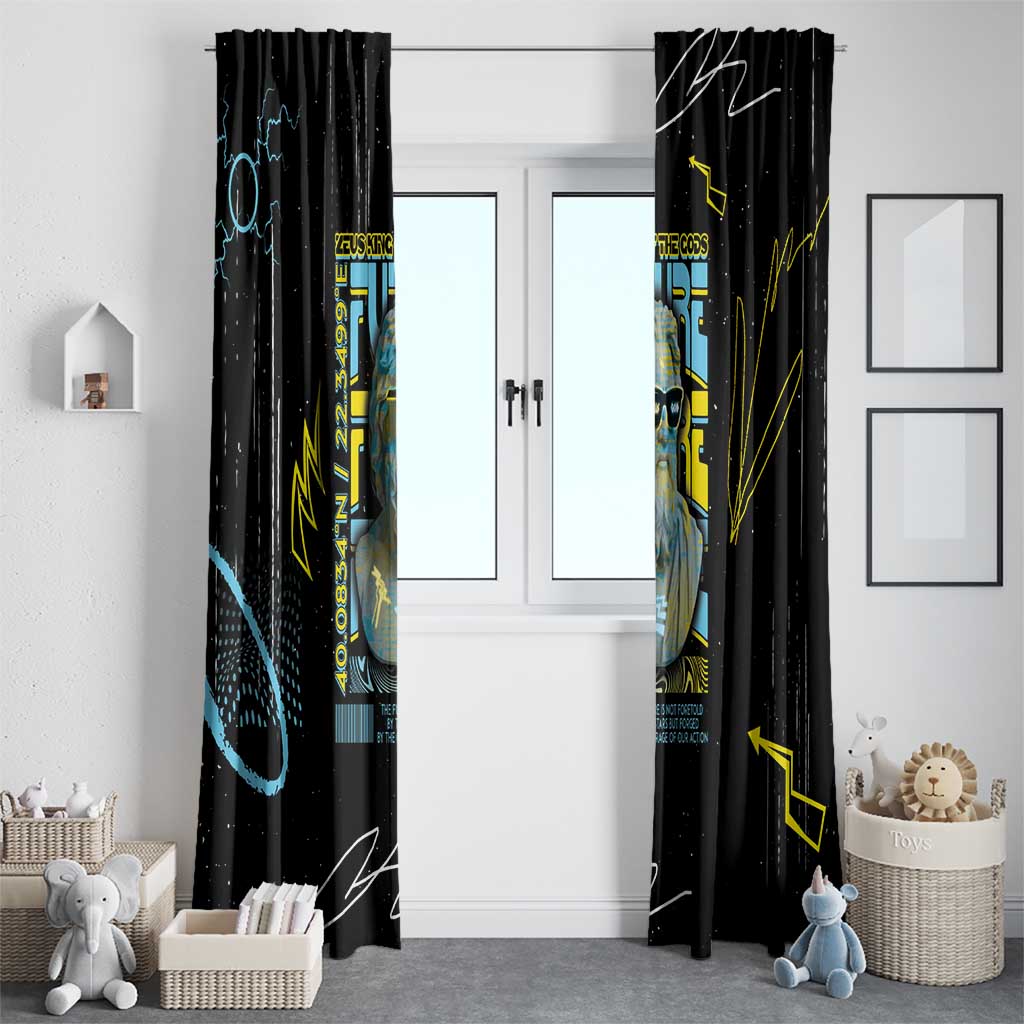 Ancient Greek Zeus Window Curtain Futuristic Style - Wonder Print Shop