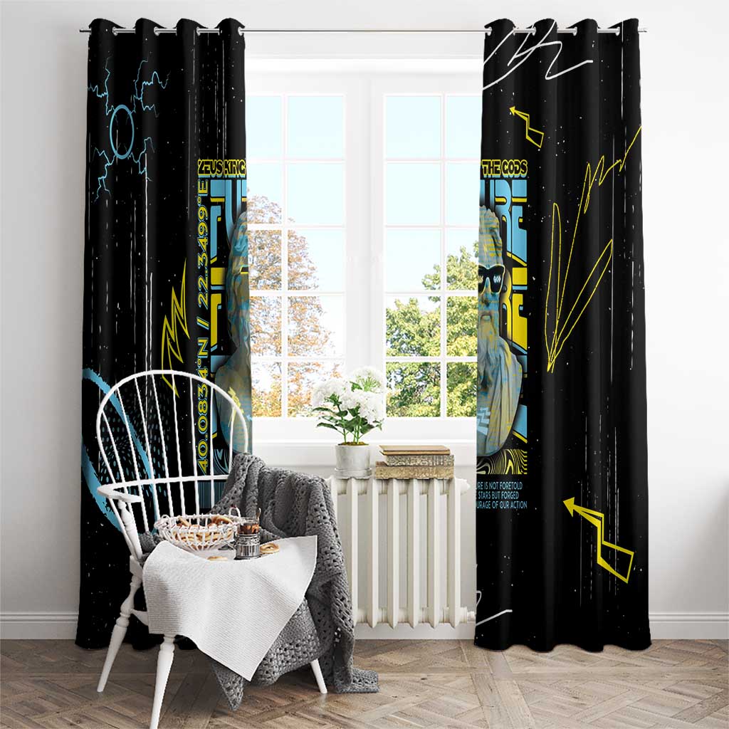 Ancient Greek Zeus Window Curtain Futuristic Style - Wonder Print Shop