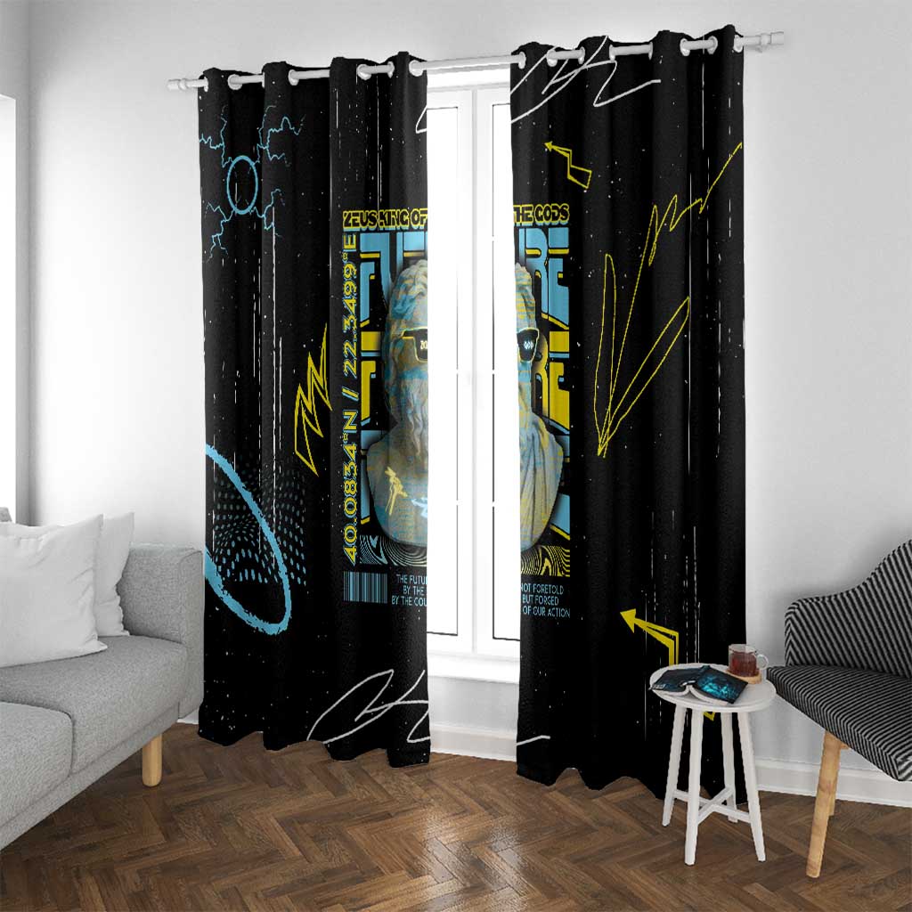Ancient Greek Zeus Window Curtain Futuristic Style - Wonder Print Shop