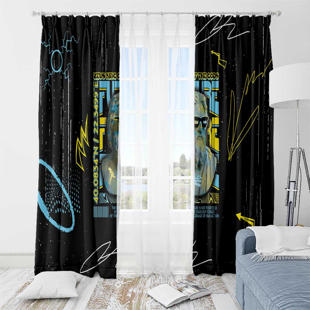 Ancient Greek Zeus Window Curtain Futuristic Style - Wonder Print Shop