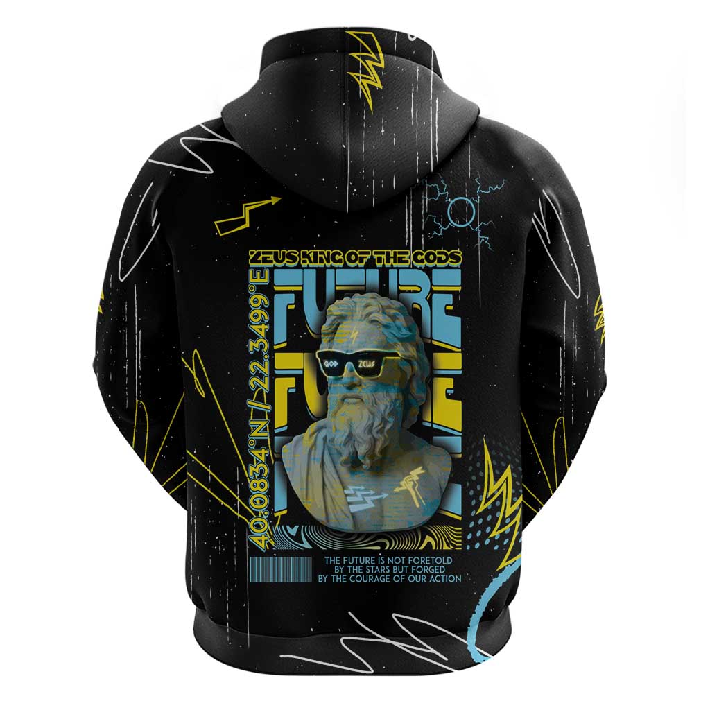 Ancient Greek Zeus Zip Hoodie Futuristic Style - Wonder Print Shop