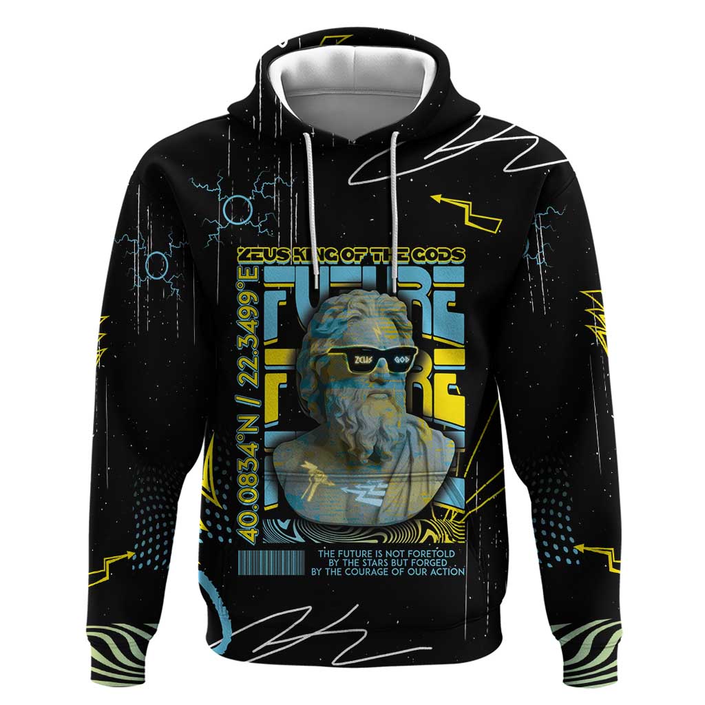 Ancient Greek Zeus Zip Hoodie Futuristic Style - Wonder Print Shop