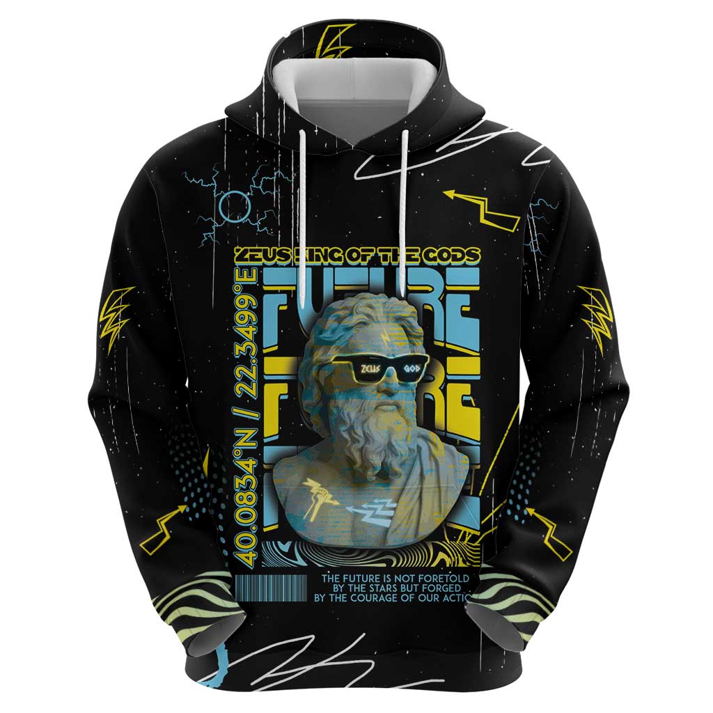 Ancient Greek Zeus Zip Hoodie Futuristic Style - Wonder Print Shop