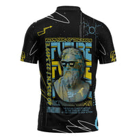Ancient Greek Zeus Zipper Polo Shirt Futuristic Style - Wonder Print Shop