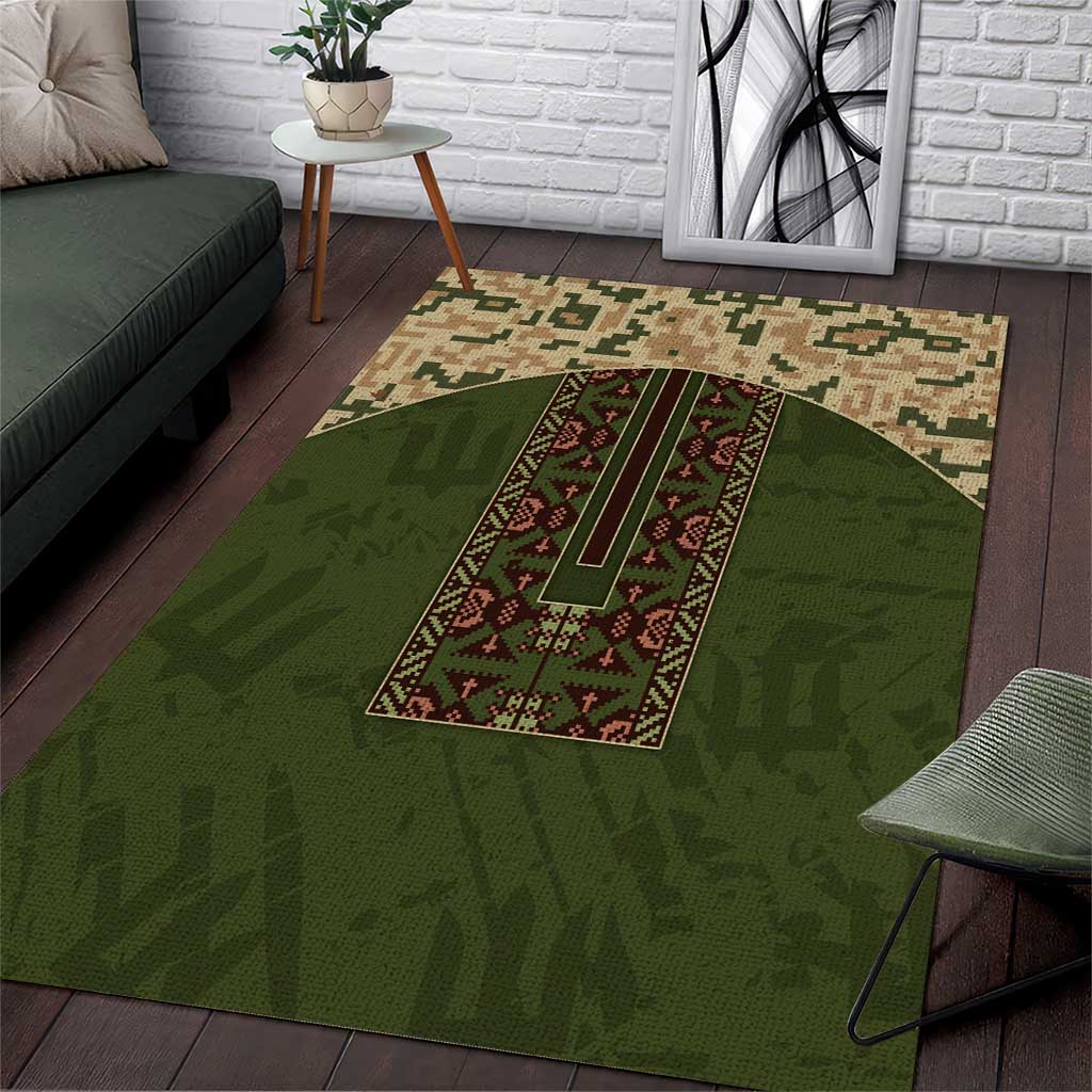 Ukraine Vyshyvanka Motif Area Rug Ukrainian Military Style - Wonder Print Shop