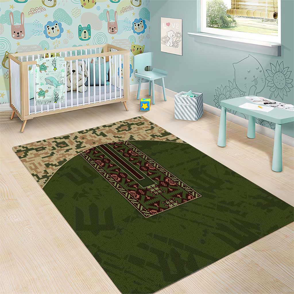 Ukraine Vyshyvanka Motif Area Rug Ukrainian Military Style - Wonder Print Shop