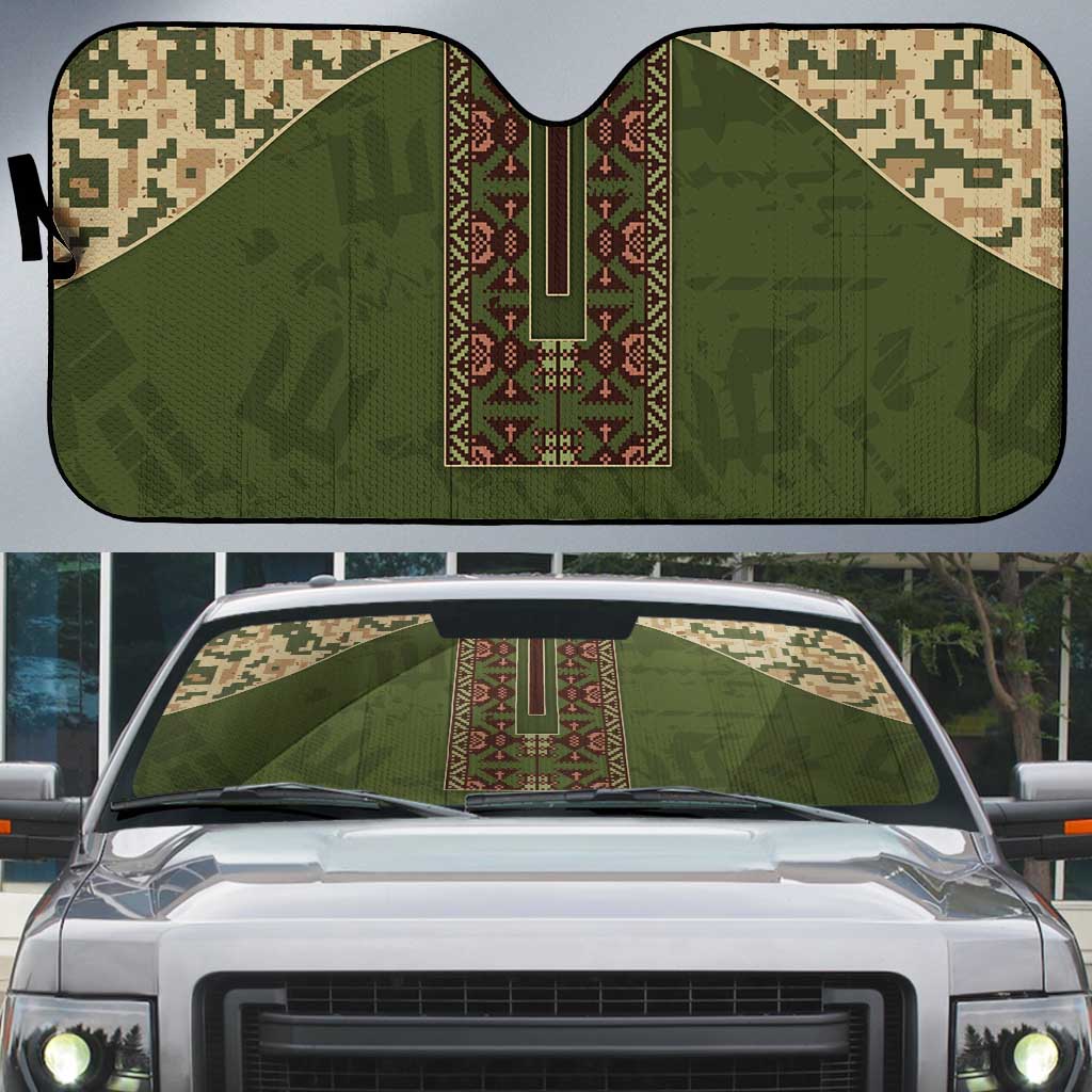 Ukraine Vyshyvanka Motif Auto Sun Shade Ukrainian Military Style - Wonder Print Shop