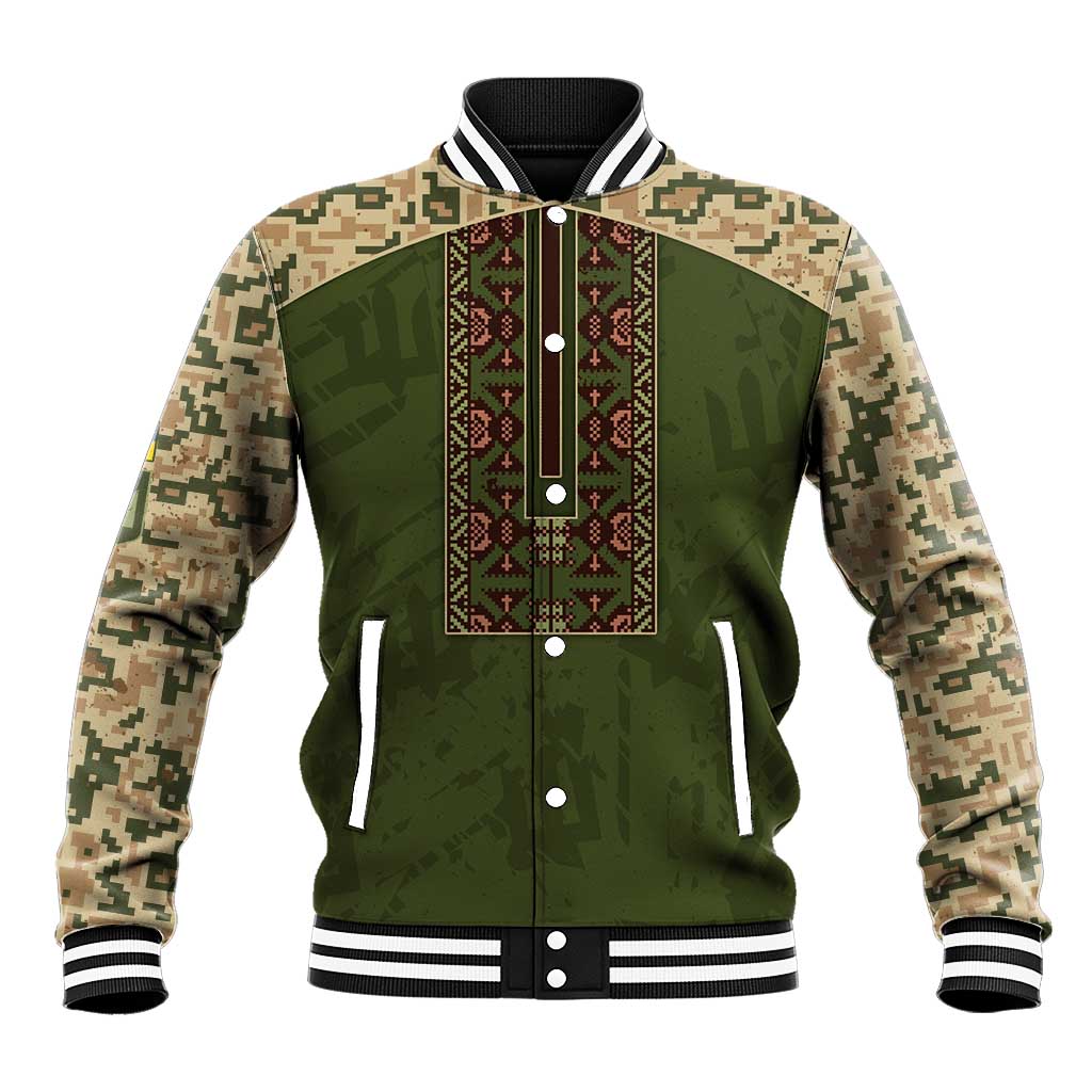 Personalized Ukraine Vyshyvanka Motif Baseball Jacket Ukrainian Military Style - Wonder Print Shop