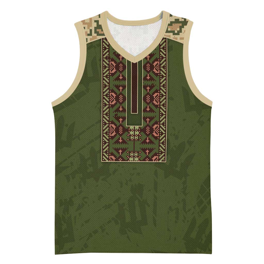 Personalized Ukraine Vyshyvanka Motif Basketball Jersey Ukrainian Military Style - Wonder Print Shop