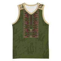 Personalized Ukraine Vyshyvanka Motif Basketball Jersey Ukrainian Military Style - Wonder Print Shop