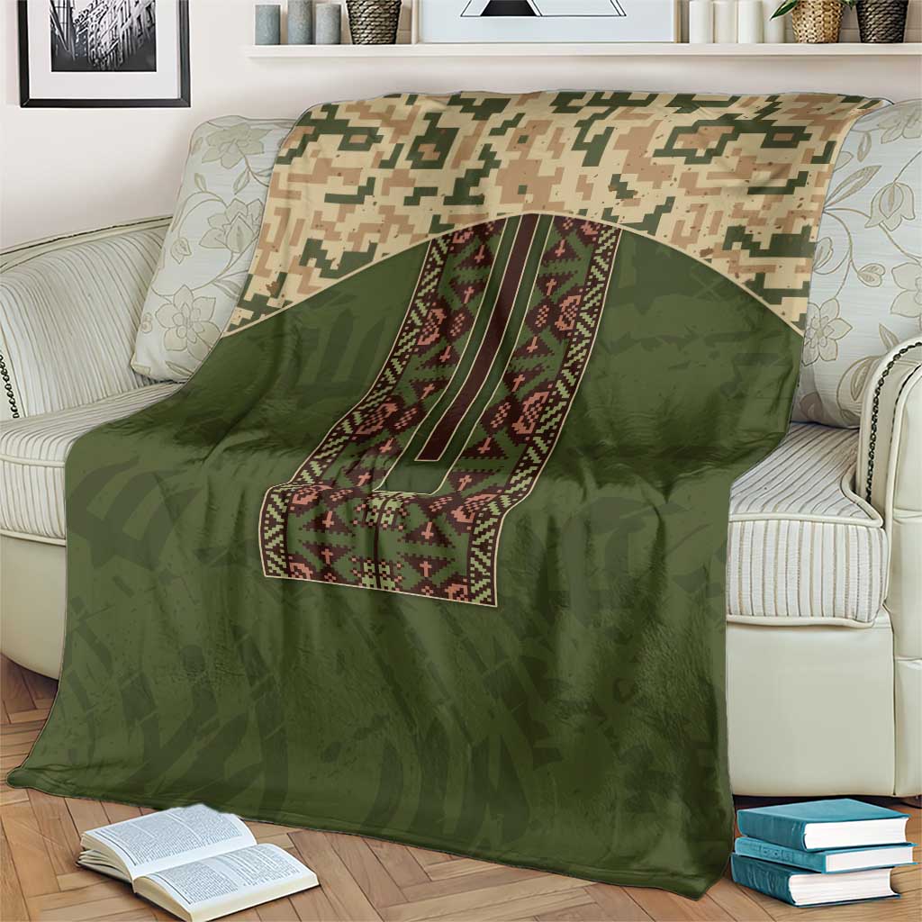 Ukraine Vyshyvanka Motif Blanket Ukrainian Military Style - Wonder Print Shop