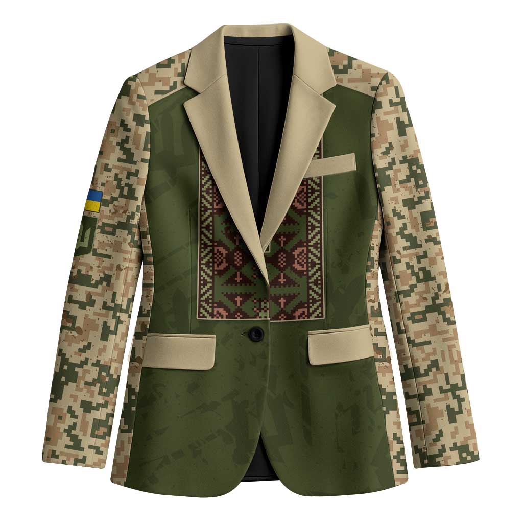 Personalized Ukraine Vyshyvanka Motif Blazer Ukrainian Military Style - Wonder Print Shop
