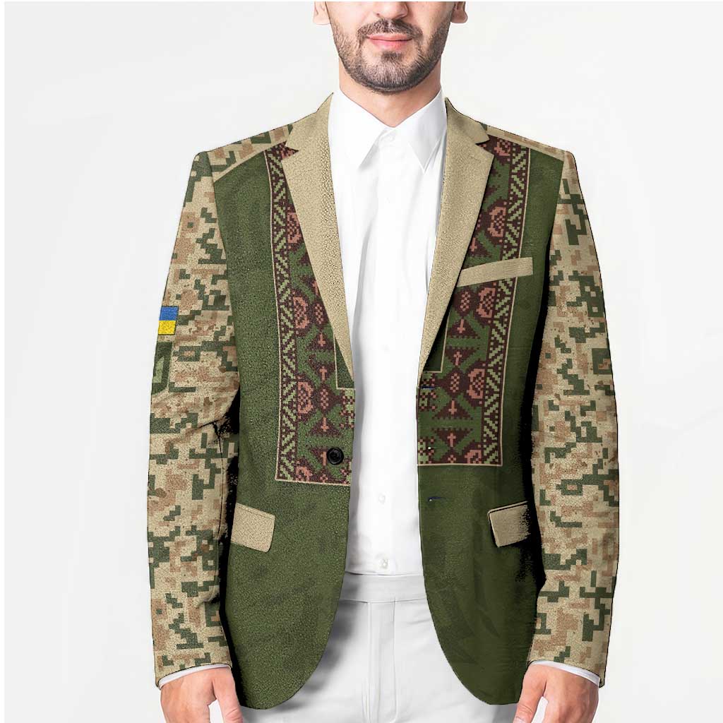 Personalized Ukraine Vyshyvanka Motif Blazer Ukrainian Military Style - Wonder Print Shop