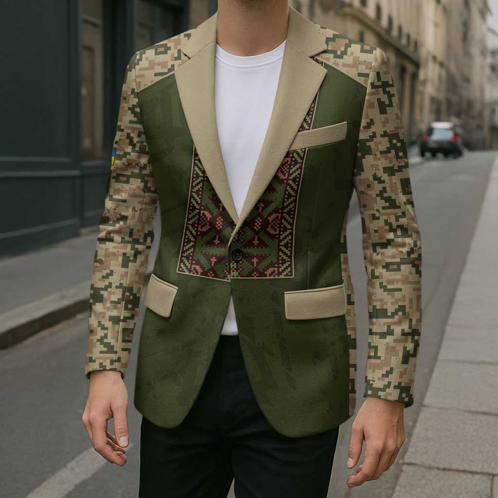 Personalized Ukraine Vyshyvanka Motif Blazer Ukrainian Military Style - Wonder Print Shop