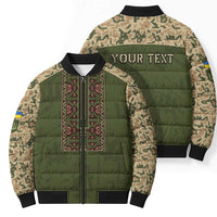 Personalized Ukraine Vyshyvanka Motif Bomber Puffer Jacket Ukrainian Military Style - Wonder Print Shop
