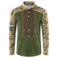 Personalized Ukraine Vyshyvanka Motif Button Sweatshirt Ukrainian Military Style - Wonder Print Shop